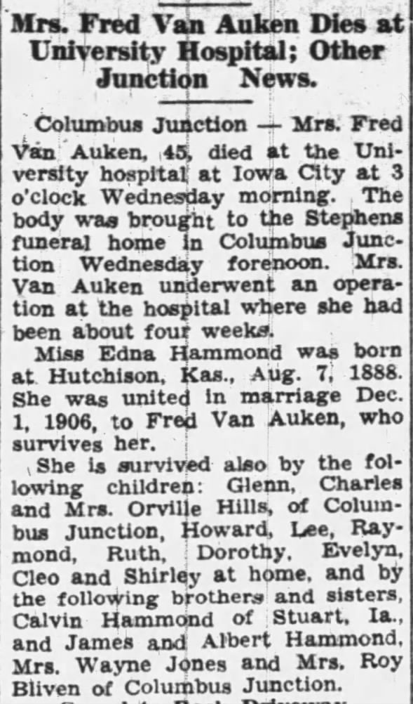 Obit of Edna VanAuken